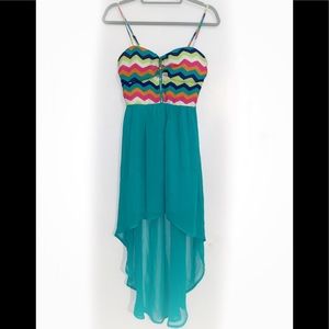 Summer Dress with asymmetrical sheer hem & slip